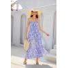 imageGRACE KARIN Womens 2025 Summer Beach Dress Floral V Neck Tie Front Spaghetti Strap Flowy Long Dress Boho Maxi DressPurple Floral
