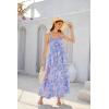 imageGRACE KARIN Womens 2025 Summer Beach Dress Floral V Neck Tie Front Spaghetti Strap Flowy Long Dress Boho Maxi DressPurple Floral