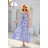 imageGRACE KARIN Womens 2025 Summer Beach Dress Floral V Neck Tie Front Spaghetti Strap Flowy Long Dress Boho Maxi DressPurple Floral