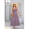 imageGRACE KARIN Womens 2025 Summer Beach Dress Floral V Neck Tie Front Spaghetti Strap Flowy Long Dress Boho Maxi DressPurple Pink Floral
