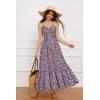 imageGRACE KARIN Womens 2025 Summer Beach Dress Floral V Neck Tie Front Spaghetti Strap Flowy Long Dress Boho Maxi DressPurple Pink Floral