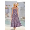 imageGRACE KARIN Womens 2025 Summer Beach Dress Floral V Neck Tie Front Spaghetti Strap Flowy Long Dress Boho Maxi DressPurple Pink Floral