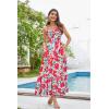 imageGRACE KARIN Womens 2025 Summer Beach Dress Floral V Neck Tie Front Spaghetti Strap Flowy Long Dress Boho Maxi DressRed Blue Floral