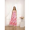 imageGRACE KARIN Womens 2025 Summer Beach Dress Floral V Neck Tie Front Spaghetti Strap Flowy Long Dress Boho Maxi DressRed Purple Floral