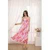 imageGRACE KARIN Womens 2025 Summer Beach Dress Floral V Neck Tie Front Spaghetti Strap Flowy Long Dress Boho Maxi DressRed Purple Floral