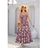 imageGRACE KARIN Womens 2025 Summer Beach Dress Floral V Neck Tie Front Spaghetti Strap Flowy Long Dress Boho Maxi DressRed Yellow Floral