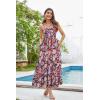 imageGRACE KARIN Womens 2025 Summer Beach Dress Floral V Neck Tie Front Spaghetti Strap Flowy Long Dress Boho Maxi DressRed Yellow Floral