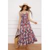 imageGRACE KARIN Womens 2025 Summer Beach Dress Floral V Neck Tie Front Spaghetti Strap Flowy Long Dress Boho Maxi DressRed Yellow Floral
