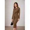 imageGRACE KARIN Womens Midi Dresses Long Sleeve Tie Waist Work Dress Slit Bodycon Business Casual Dress BrownL