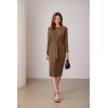 imageGRACE KARIN Womens Midi Dresses Long Sleeve Tie Waist Work Dress Slit Bodycon Business Casual Dress BrownL