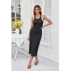 imageGRACE KARIN Womens Summer Casual Midi Bodycon Dress 2025 Crew Neck Drawsting Side Slit Beach Vacation Sleeveless Long DressBlack
