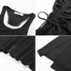 imageGRACE KARIN Womens Summer Casual Midi Bodycon Dress 2025 Crew Neck Drawsting Side Slit Beach Vacation Sleeveless Long DressBlack