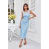 imageGRACE KARIN Womens Summer Casual Midi Bodycon Dress 2025 Crew Neck Drawsting Side Slit Beach Vacation Sleeveless Long DressLight Blue