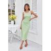 imageGRACE KARIN Womens Summer Casual Midi Bodycon Dress 2025 Crew Neck Drawsting Side Slit Beach Vacation Sleeveless Long DressLight Green