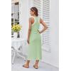 imageGRACE KARIN Womens Summer Casual Midi Bodycon Dress 2025 Crew Neck Drawsting Side Slit Beach Vacation Sleeveless Long DressLight Green