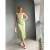 imageGRACE KARIN Womens Summer Casual Midi Bodycon Dress 2025 Crew Neck Drawsting Side Slit Beach Vacation Sleeveless Long DressLight Green