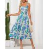 imageGRACE KARIN Womens Summer Floral Midi Dress 2025 Sleeveless Square Neck Boho Beach Casual Dresses with PocketsBlue Leaf