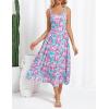 imageGRACE KARIN Womens Summer Floral Midi Dress 2025 Sleeveless Square Neck Boho Beach Casual Dresses with PocketsBlue Rose Flower