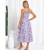 imageGRACE KARIN Womens Summer Floral Midi Dress 2025 Sleeveless Square Neck Boho Beach Casual Dresses with PocketsBlue Rose Flower