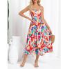 imageGRACE KARIN Womens Summer Floral Midi Dress 2025 Sleeveless Square Neck Boho Beach Casual Dresses with PocketsRed Floral