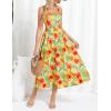 imageGRACE KARIN Womens Summer Floral Midi Dress 2025 Sleeveless Square Neck Boho Beach Casual Dresses with PocketsYellow Fruit Flower
