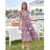 imageGRACE KARIN Womens Summer Floral Midi Dresses Short Sleeve Beach Wedding Guest Dress Drawstring Long Flowy Dress with PocketsBlue and Red Floral