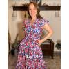 imageGRACE KARIN Womens Summer Floral Midi Dresses Short Sleeve Beach Wedding Guest Dress Drawstring Long Flowy Dress with PocketsBlue and Red Floral