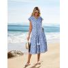imageGRACE KARIN Womens Summer Floral Midi Dresses Short Sleeve Beach Wedding Guest Dress Drawstring Long Flowy Dress with PocketsBlue and White Floral