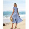 imageGRACE KARIN Womens Summer Floral Midi Dresses Short Sleeve Beach Wedding Guest Dress Drawstring Long Flowy Dress with PocketsBlue and White Floral