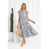 imageGRACE KARIN Womens Summer Floral Midi Dresses Short Sleeve Beach Wedding Guest Dress Drawstring Long Flowy Dress with PocketsBlue and White Flower