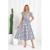 imageGRACE KARIN Womens Summer Floral Midi Dresses Short Sleeve Beach Wedding Guest Dress Drawstring Long Flowy Dress with PocketsBlue and White Flower