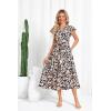 imageGRACE KARIN Womens Summer Floral Midi Dresses Short Sleeve Beach Wedding Guest Dress Drawstring Long Flowy Dress with PocketsNavy Blue Floral