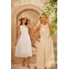 imageGRACE KARIN Womens Summer Sleeveless Tank Dress A Line Midi Dress Eyelet Crewneck Casual Holiday Dress with PocketsApricot