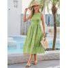 imageGRACE KARIN Womens Summer Sleeveless Tank Dress A Line Midi Dress Eyelet Crewneck Casual Holiday Dress with PocketsAvocado Green