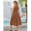 imageGRACE KARIN Womens Summer Sleeveless Tank Dress A Line Midi Dress Eyelet Crewneck Casual Holiday Dress with PocketsBrown