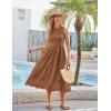 imageGRACE KARIN Womens Summer Sleeveless Tank Dress A Line Midi Dress Eyelet Crewneck Casual Holiday Dress with PocketsBrown