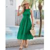 imageGRACE KARIN Womens Summer Sleeveless Tank Dress A Line Midi Dress Eyelet Crewneck Casual Holiday Dress with PocketsGreen