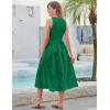 imageGRACE KARIN Womens Summer Sleeveless Tank Dress A Line Midi Dress Eyelet Crewneck Casual Holiday Dress with PocketsGreen