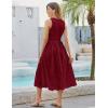 imageGRACE KARIN Womens Summer Sleeveless Tank Dress A Line Midi Dress Eyelet Crewneck Casual Holiday Dress with PocketsWine Red
