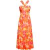 imageGRACE KARIN 2025 Womens Criss Cross Halterneck Sleeveless Summer Floral Print Flowy A Line Maxi DressOrange
