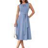 imageGRACE KARIN Women 2025 Work Dress Sleeveless Tie Waist Elegant Party Cocktail A Line Flowy Midi Dress with PocketsGrey Blue