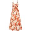 imageGRACE KARIN Womens 2025 Summer Beach Dress Floral V Neck Tie Front Spaghetti Strap Flowy Long Dress Boho Maxi DressOrange Floral