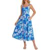 imageGRACE KARIN Womens Summer Floral Midi Dress 2025 Sleeveless Square Neck Boho Beach Casual Dresses with PocketsBlue Flower