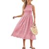 imageGRACE KARIN Womens Summer Sleeveless Tank Dress A Line Midi Dress Eyelet Crewneck Casual Holiday Dress with PocketsLight Pink