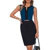 imageGRACE KARIN Womens Wear to Work Dress Vintage Sleeveless Belt Business Party Bodycon Mini DressNavyblack