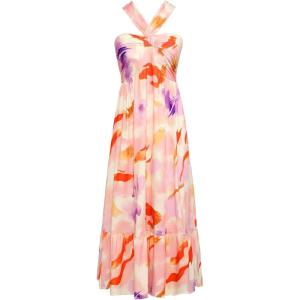 imageGRACE KARIN 2025 Womens Criss Cross Halterneck Sleeveless Summer Floral Print Flowy A Line Maxi DressLilac Calpyso