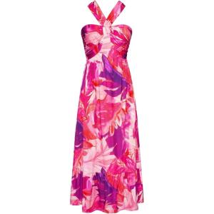 imageGRACE KARIN 2025 Womens Criss Cross Halterneck Sleeveless Summer Floral Print Flowy A Line Maxi DressPink Abstract