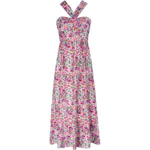 imageGRACE KARIN 2025 Womens Criss Cross Halterneck Sleeveless Summer Floral Print Flowy A Line Maxi DressPurple