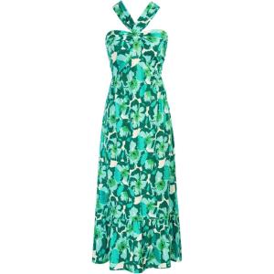 imageGRACE KARIN 2025 Womens Criss Cross Halterneck Sleeveless Summer Floral Print Flowy A Line Maxi DressViridis