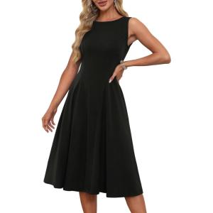 imageGRACE KARIN Womens Sleeveless Cocktail Party Dress 2025 Wedding Guest Vintage A Line Midi Dresses with PocketsBlack
